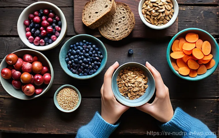 에너지 증진을 위한 고탄수화물 식사 - **Prompt for sustained energy through slow carbohydrates:**
    "A vibrant, inviting image showcasin...