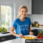 체내 에너지를 높이는 음식 섭취 팁 - **Prompt:** A bright and cheerful kitchen scene in a modern Swedish home. A young woman with blonde ...